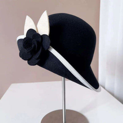 Elegant Camellia Wool Felt Top Hat - Women's Autumn/Winter Fashion Essential - Très Elite