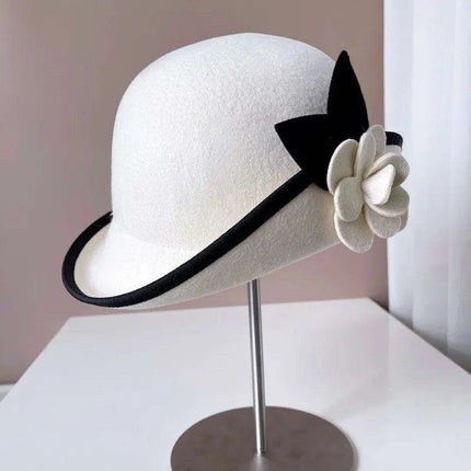 Elegant Camellia Wool Felt Top Hat - Women's Autumn/Winter Fashion Essential - Très Elite