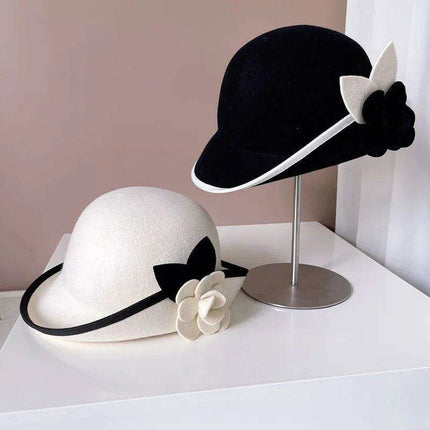 Elegant Camellia Wool Felt Top Hat - Women's Autumn/Winter Fashion Essential - Très Elite