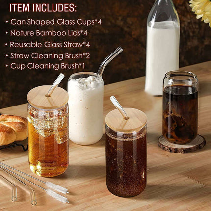 Elegant Can-Shaped Glass Tumbler Set - 4 Premium Cups for Luxurious Beverage Experiences - Très Elite