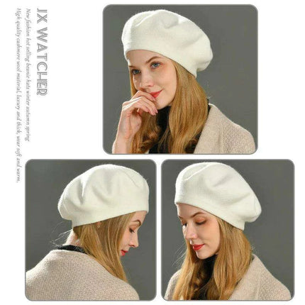 Elegant Cashmere Blend Beret - Trendy Winter Hat for Fashion-Forward Women - Très Elite