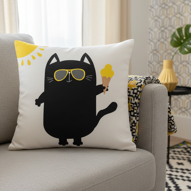 Elegant Cat Lover's Nursery Pillow Cover 45x45cm - Très Elite