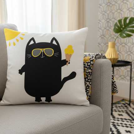 Elegant Cat Lover's Nursery Pillow Cover 45x45cm - Très Elite