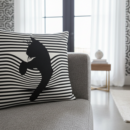 Elegant Cat-Themed Nursery Cushion Cover 18x18 inches - Très Elite