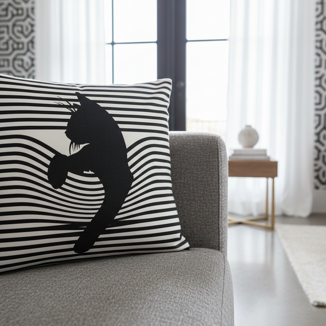 Elegant Cat-Themed Nursery Cushion Cover 18x18 inches - Très Elite