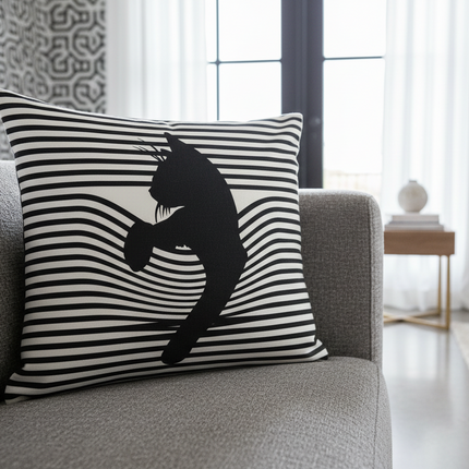 Elegant Cat-Themed Nursery Cushion Cover 18x18 inches - Très Elite