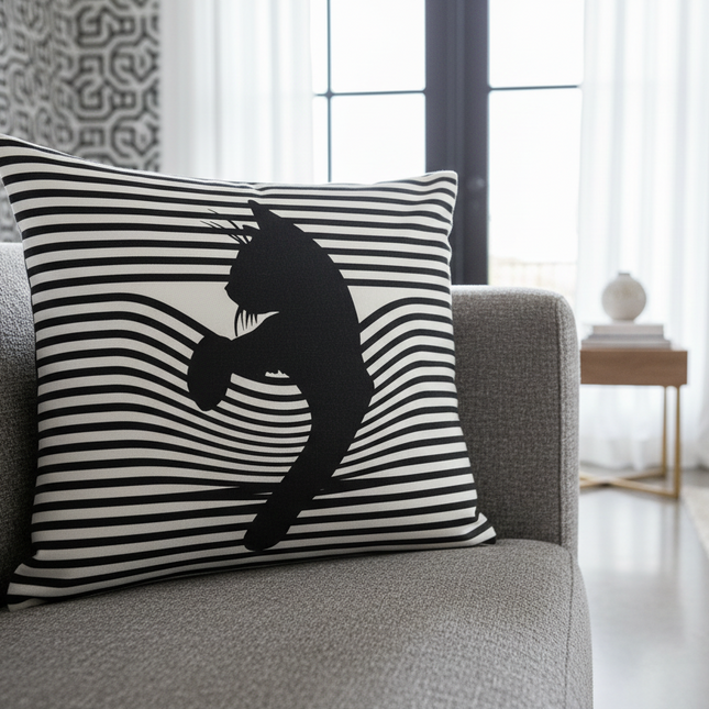 Elegant Cat-Themed Nursery Cushion Cover 18x18 inches - Très Elite
