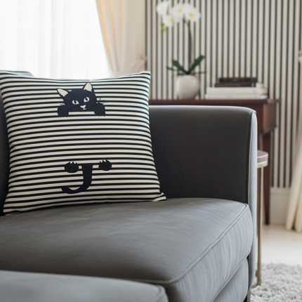 Elegant Cat-Themed Nursery Cushion Cover 45x45cm - Très Elite