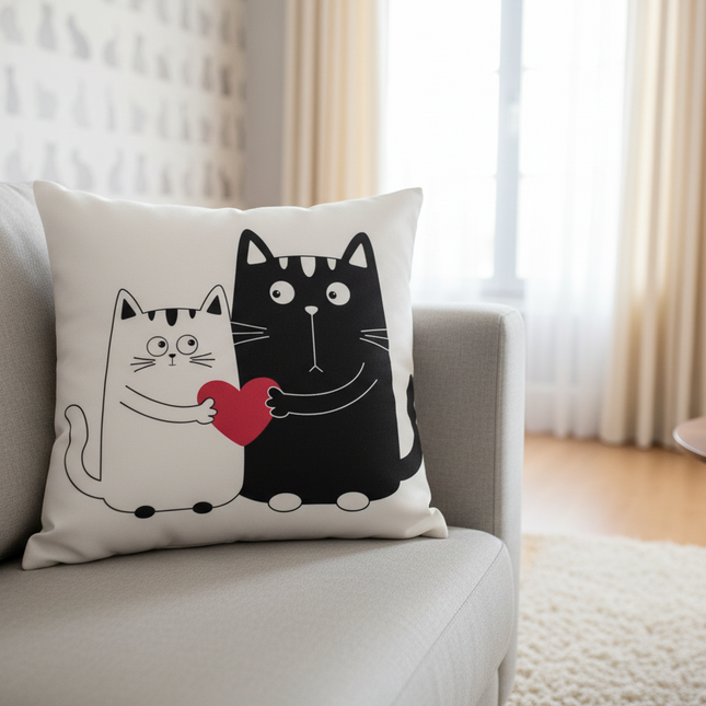 Elegant Cat-Themed Pillow Cover for Nursery - 45x45cm - Très Elite