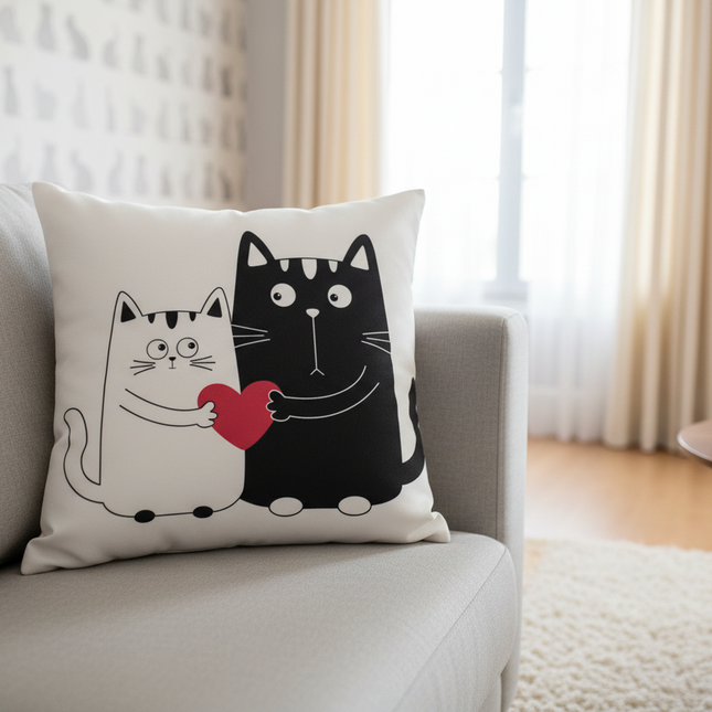 Elegant Cat-Themed Pillow Cover for Nursery - 45x45cm - Très Elite