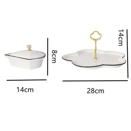 Elegant Ceramic Serving Platter Set with Stylish Covered Tray - Très Elite