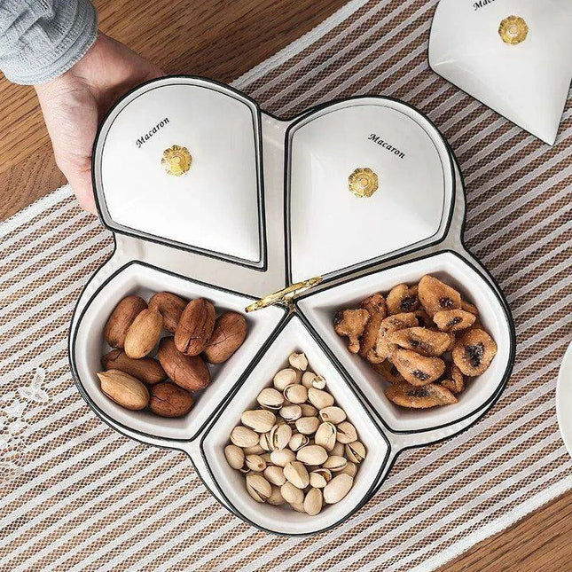 Elegant Ceramic Serving Platter Set with Stylish Covered Tray - Très Elite