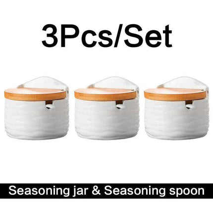 Elegant Ceramic Spice Jar Set - Chic Storage Solutions for Culinary Enthusiasts..