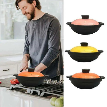 Elegant Ceramic Stew Pot with Comfortable Grip - Perfect Single Serving Cookware for Gourmet Cooking - Très Elite