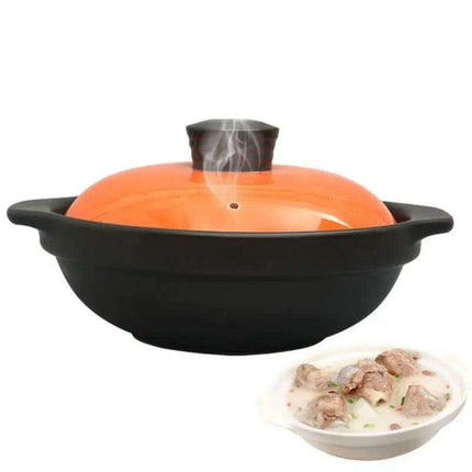 Elegant Ceramic Stew Pot with Comfortable Grip - Perfect Single Serving Cookware for Gourmet Cooking - Très Elite