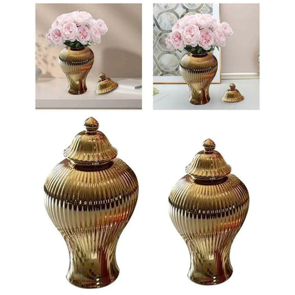Elegant Ceramic Vase and Ginger Jar Set: Chic Home Decor and Functional Storage - Très Elite