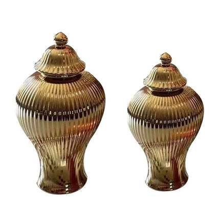 Elegant Ceramic Vase and Ginger Jar Set: Chic Home Decor and Functional Storage - Très Elite