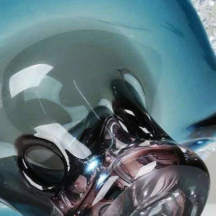 Elegant Cerulean Glazed Fruit Bowl