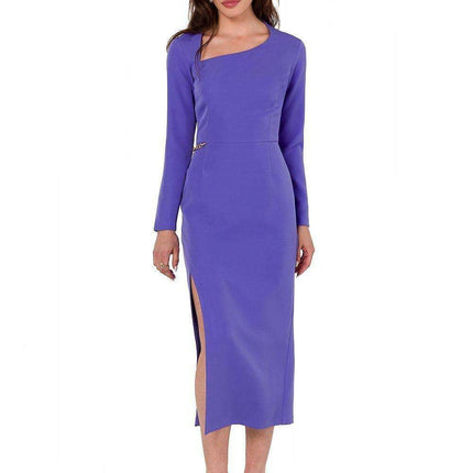 Elegant Chain-Embellished Asymmetrical Midi Evening Dress