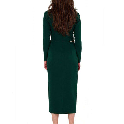 Elegant Chain-Embellished Asymmetrical Midi Evening Dress - Très Elite