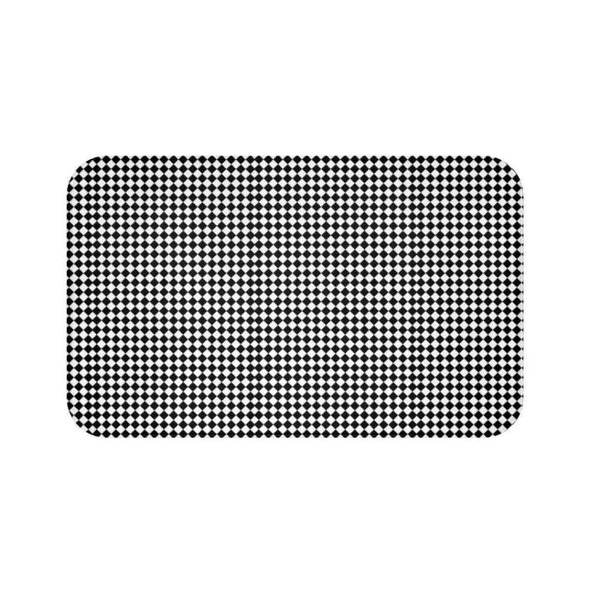 Elegant Checkered Memory Foam Microfiber Bath Mat