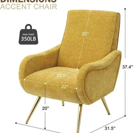 Elegant Chenille Lounge Chair with Gold Accents - Sophisticated Seating for Any Space- Très Elite- Très Elite