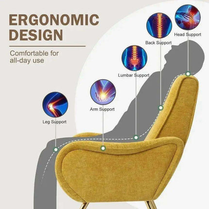 Elegant Chenille Lounge Chair with Gold Accents - Sophisticated Seating for Any Space- Très Elite- Très Elite