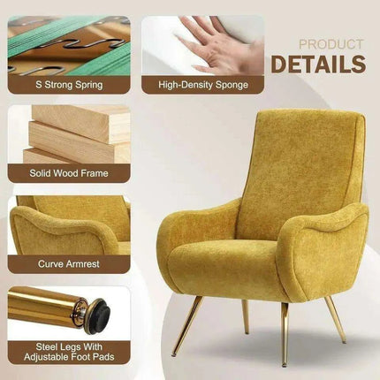 Elegant Chenille Lounge Chair with Gold Accents - Sophisticated Seating for Any Space- Très Elite- Très Elite