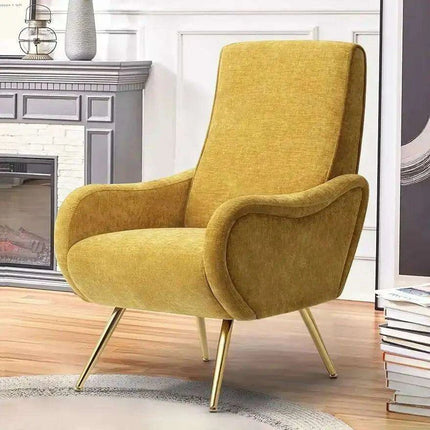 Elegant Chenille Lounge Chair with Gold Accents - Sophisticated Seating for Any Space- Très Elite- Très Elite