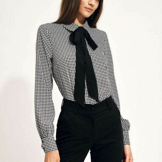 Elegant Chic Bow Detail Professional Office Blouse Style