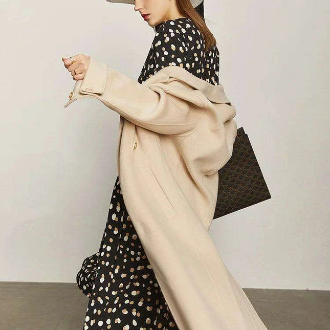 Elegant Chic Dot Print V-Neck Midi Dress for Women – Stylish Summer A-Line Chiffon Dress in White