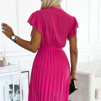 Elegant Chiffon Pleated Cocktail Dress in Charming Blue by Numoco Basic - Très Elite