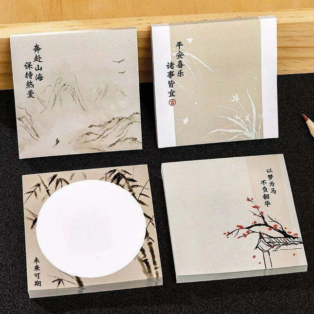 Elegant Chinese Art-Inspired Sticky Notes Set: Infuse Creativity into Your Workspace