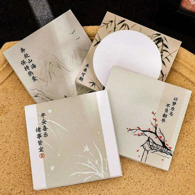 Elegant Chinese Art-Inspired Sticky Notes Set: Infuse Creativity into Your Workspace