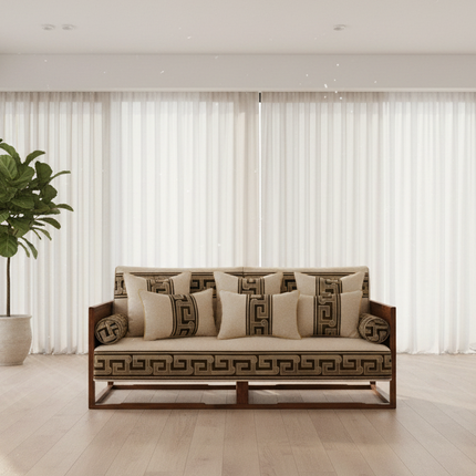 Elegant Chinese Plaid Sofa Protector