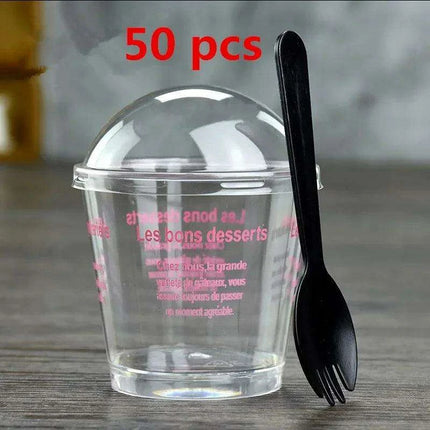 Elegant Clear Dessert Cup Collection with Lids and Scoops - Perfect for Ice Cream, Yogurt, and Mousse - Très Elite