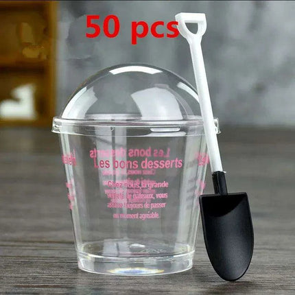 Elegant Clear Dessert Cup Collection with Lids and Scoops - Perfect for Ice Cream, Yogurt, and Mousse - Très Elite