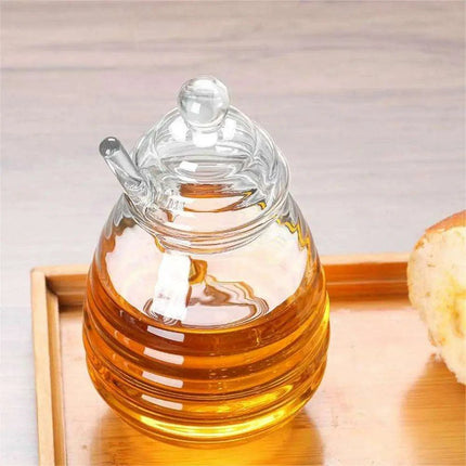 Elegant Clear Glass Honey Jar Collection with Dipper and Lid - Perfect for Any Occasion - Très Elite