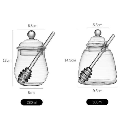 Elegant Clear Glass Honey Jar Collection with Dipper and Lid - Perfect for Any Occasion - Très Elite