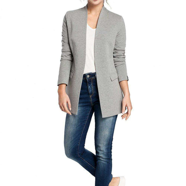 Elegant Collared Knit Jacket by BeWear