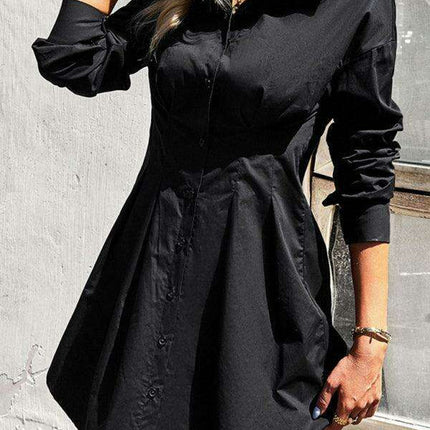 Elegant Cotton Blend Shirt Dress for Women in Solid Colors - Très Elite