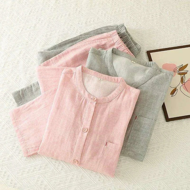 Elegant Cotton Gauze Sleepwear Set - Luxurious Loungewear for Couples