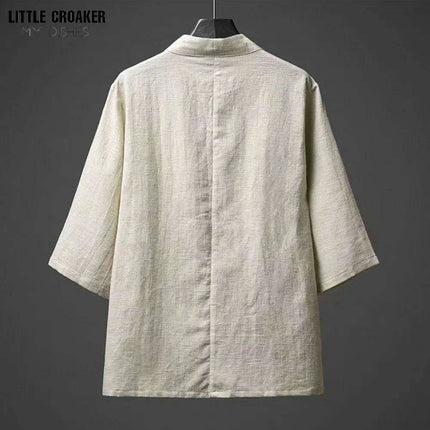 Elegant Cotton Linen Men's Yukata Kimono Robe - Chic Asian-Inspired Lounging Attire - Très Elite