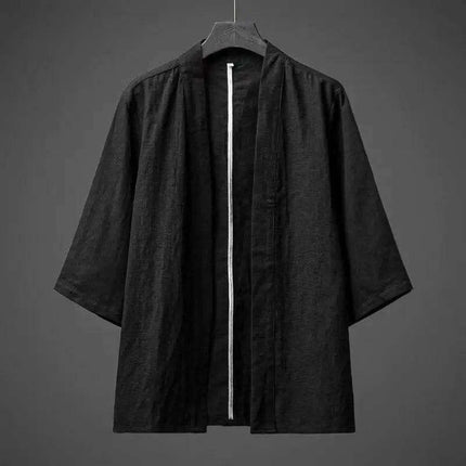 Elegant Cotton Linen Men's Yukata Kimono Robe - Chic Asian-Inspired Lounging Attire - Très Elite