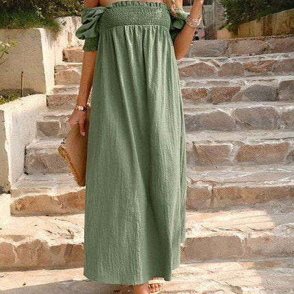 Elegant Cotton Maxi Skirt with Distinctive Collar Detail - Très Elite