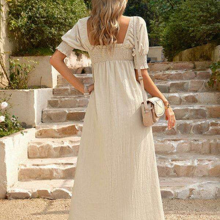 Elegant Cotton Maxi Skirt with Distinctive Collar Detail - Très Elite