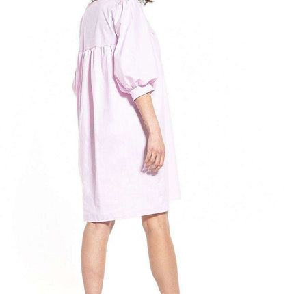 Elegant Cotton Midi Dress with Chic Buffet Sleeves - Très Elite