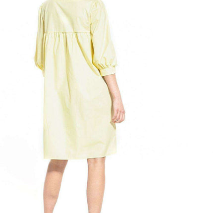 Elegant Cotton Midi Dress with Chic Buffet Sleeves - Très Elite