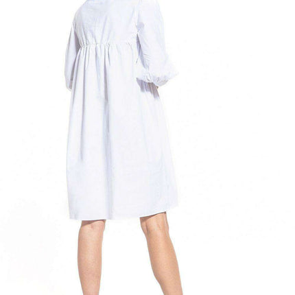 Elegant Cotton Midi Dress with Chic Buffet Sleeves - Très Elite