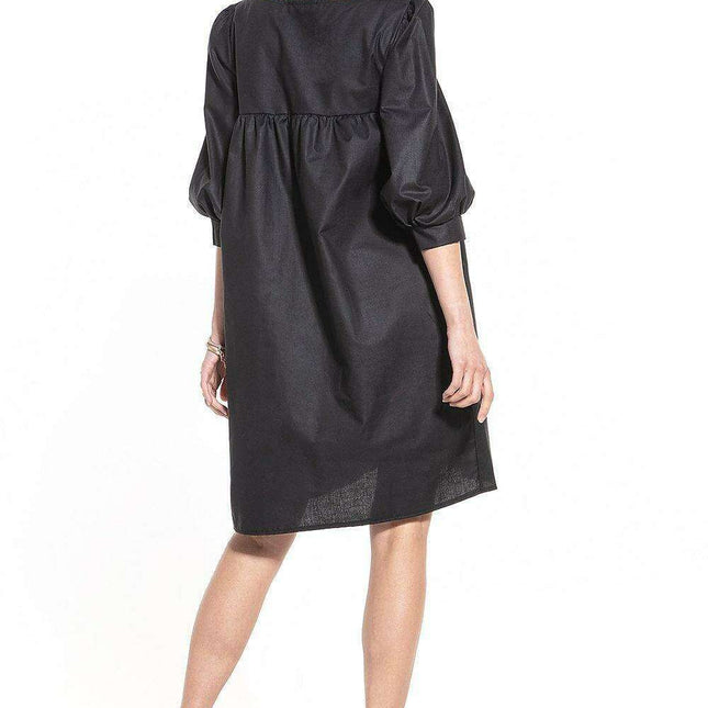 Elegant Cotton Midi Dress with Chic Buffet Sleeves